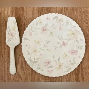 Mikasa Pastel Garden Bone China Cake Plate and Server 11.5” floral